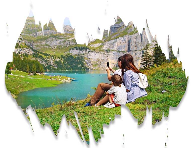 family scenic mountain